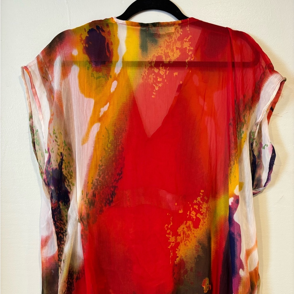 Michael Stars Multi-Color Sheer Beach Cover Up Kaftan Dress O/S - Picture 4 of 6